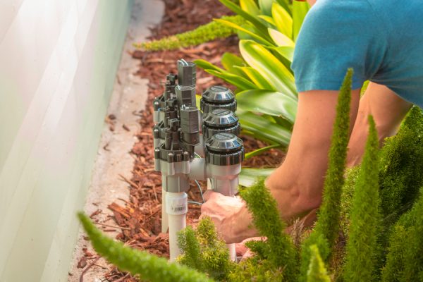 close up of maintenance work on irrigation system