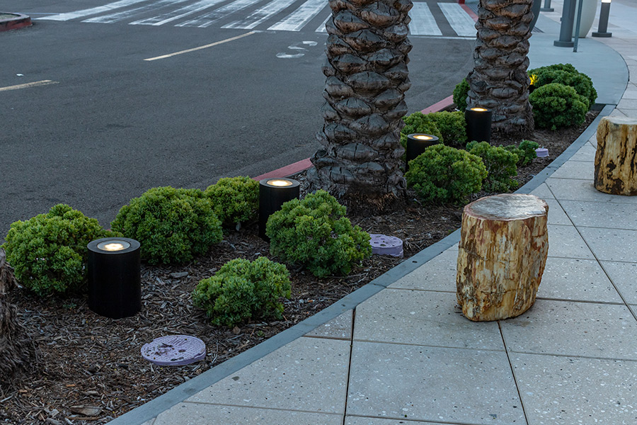 lighting installations on public sidewalk